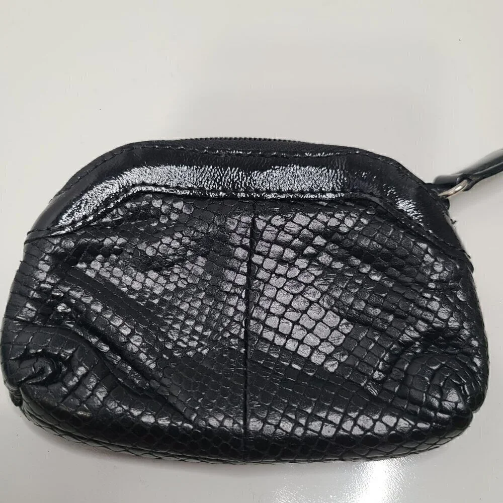 Brighton Snakeskin Purse Small Pouch Heart Genuine Black Leather